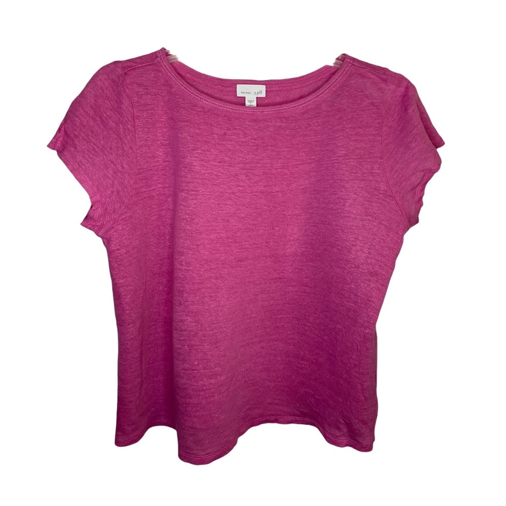J. Jill Love Linen Pink Cap Sleeve Pullover Tee Shirt Women Large Petite LP